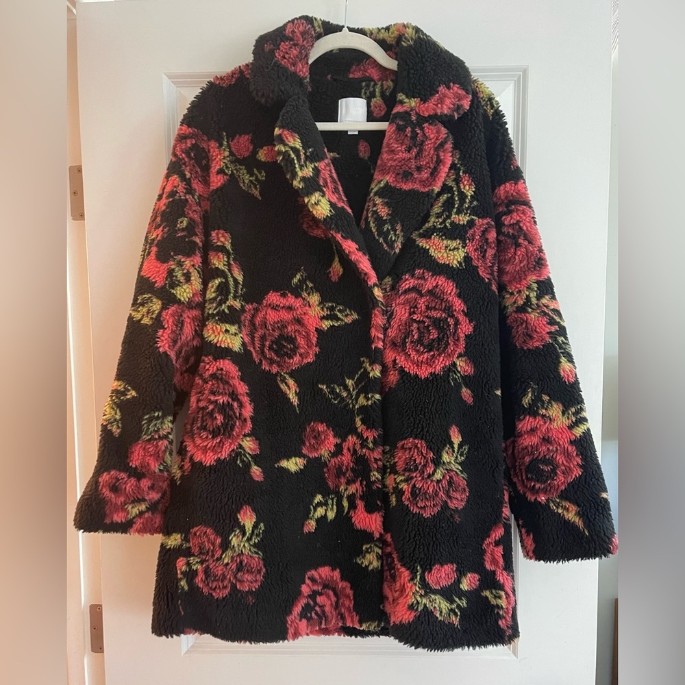 RARE Anthropologie Sherpa (Teddy Bear) Rose Coat size S
